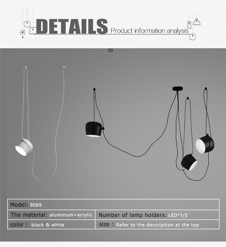 Modern Decorative Black LED Metal Shop Pendant Lamp