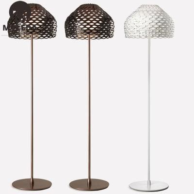 Metal and Stone Base Floor Lamp with Acrylic Shade