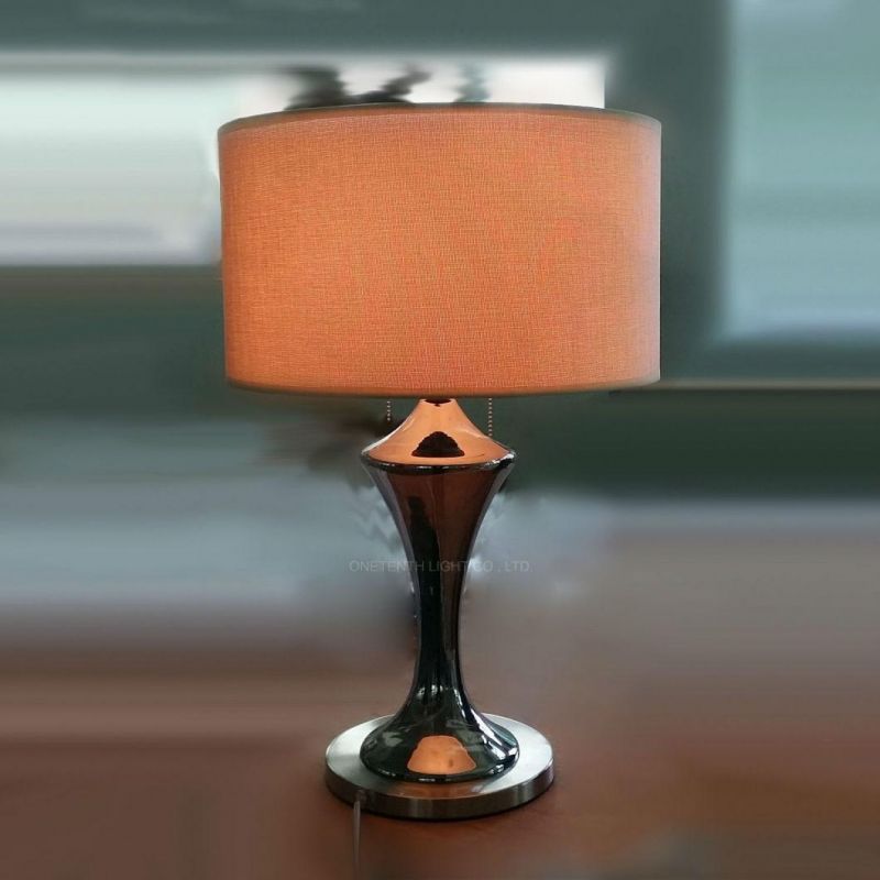 Modern Chrome Plated Glass Table Lamp for Reading LED Night Light