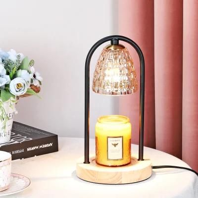 Modern Wooden Pedestal Glass Crystal Scent Electric Candle Essential Oil Warmer Aromatherapy Lamp Furnace Wax Heater Burner