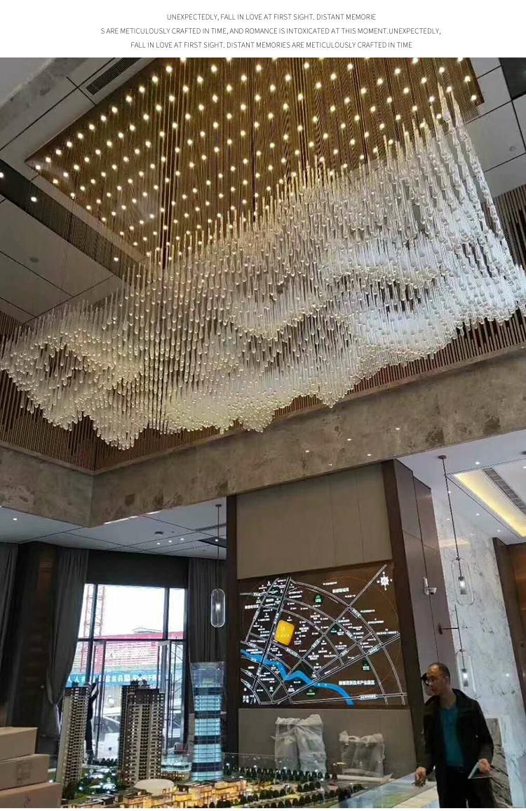 Nordic Style Banquet Hall Villa Weeding Big Luxury Glass Custom Chandelier Light