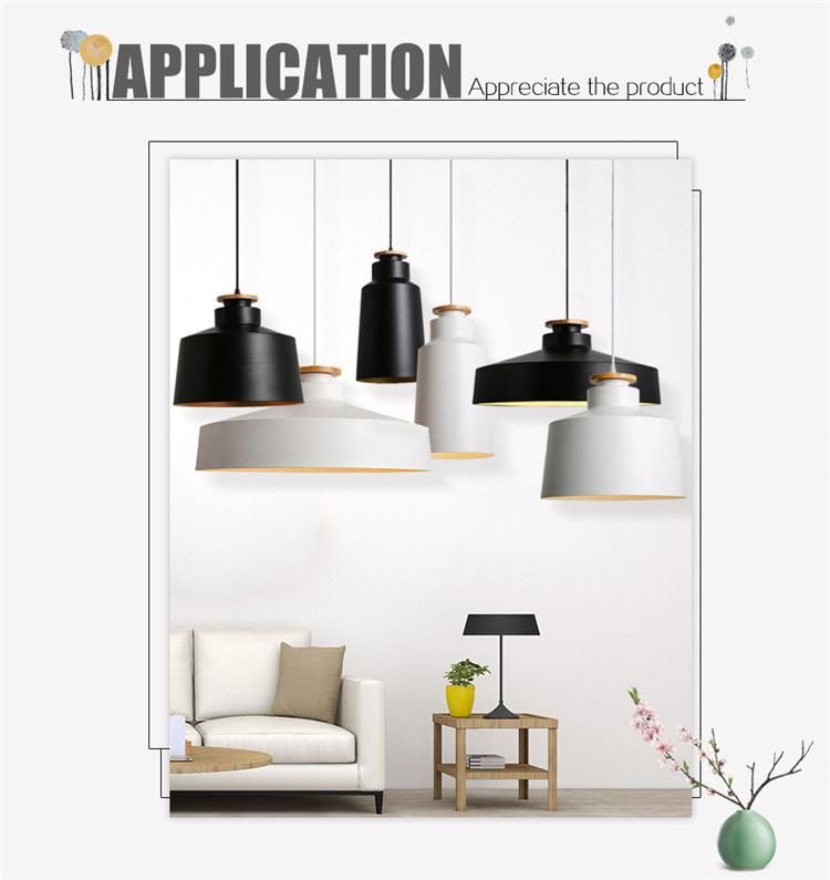 Simple Wood Modern Aluminum White Black Hanging Pendant Light