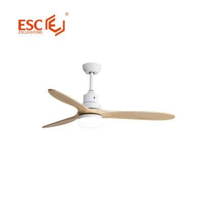 Simple 3 Fan Speed Low Noise AC Motor 52 Inch Wood Fan with Light Ceiling