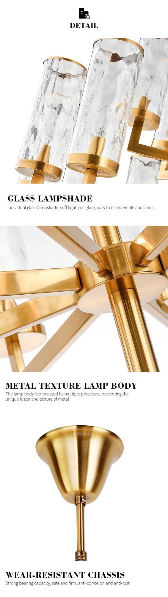 Modern European Style Gold Bronze E14 Chandeliers Lighting for Living Room