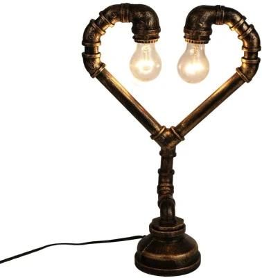 Industrial Steam Punk Heart Desk Pipe Robot Table Lamp Light Fixtures