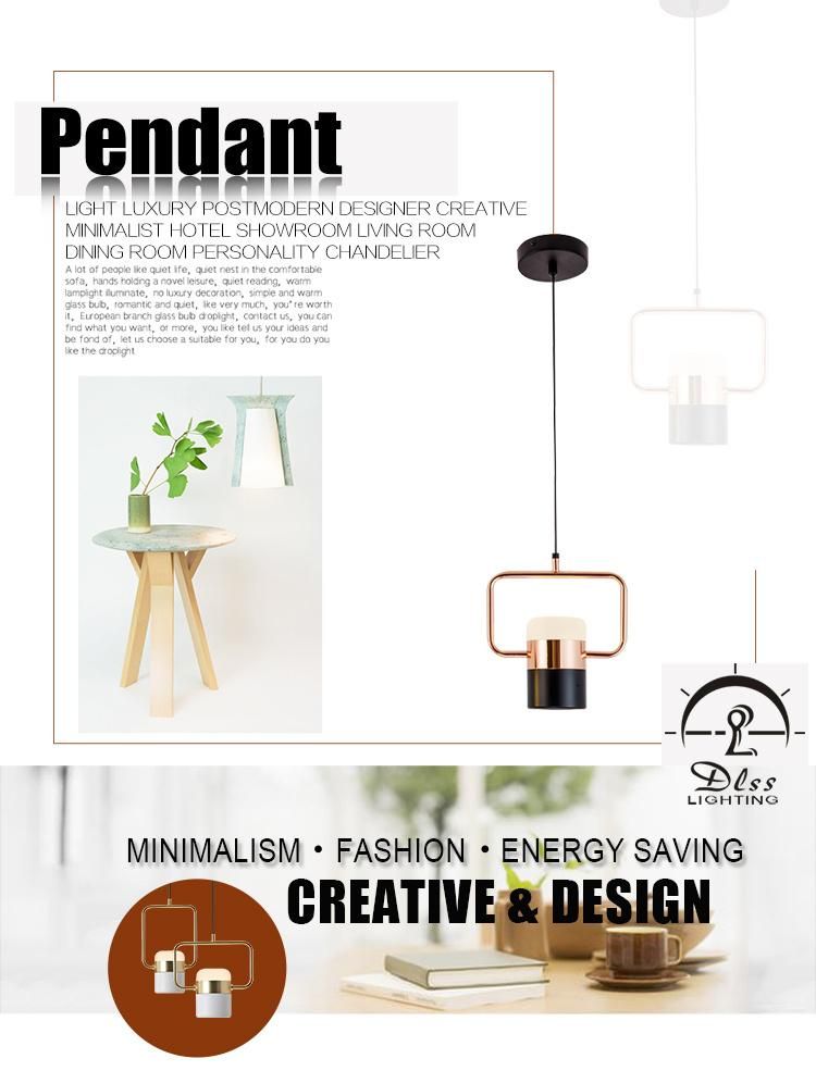 Rectangular Wire Gold/Copper Dlss Simple LED Single Pendant Lighting
