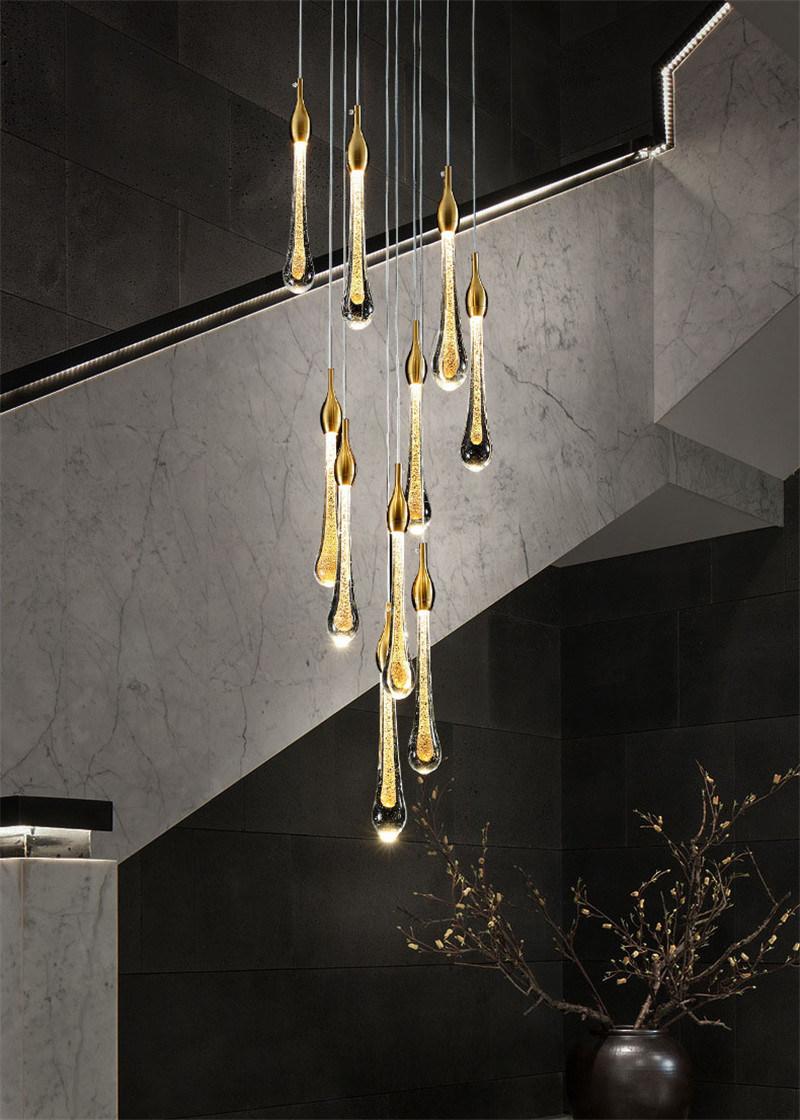 Hotel Lobby LED Crystal Water Drop DIY Pendant Lamp