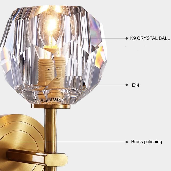 K9 Crystal Ball Brass Polishing Wall Light