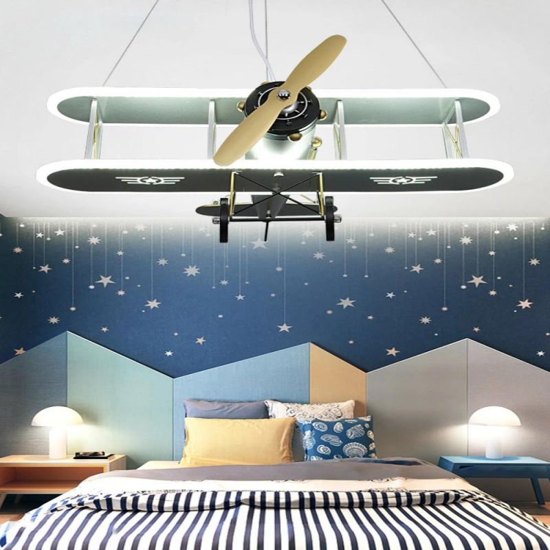 Creative LED Children′s Aircraft Lamp Boy Bedroom Room Lamp Modern Personality Fashion Simple Cartoon Chandelier (WH-MA-139)