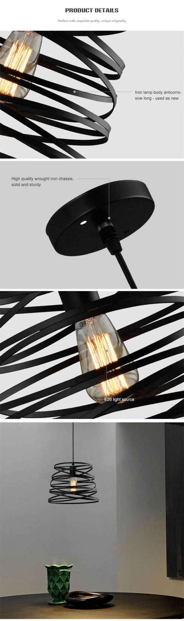 High Quality Chandeliers Lamp Matte Black Modern Decoration Indoor Light Living Room Bedroom Hanging Pendant Lamp