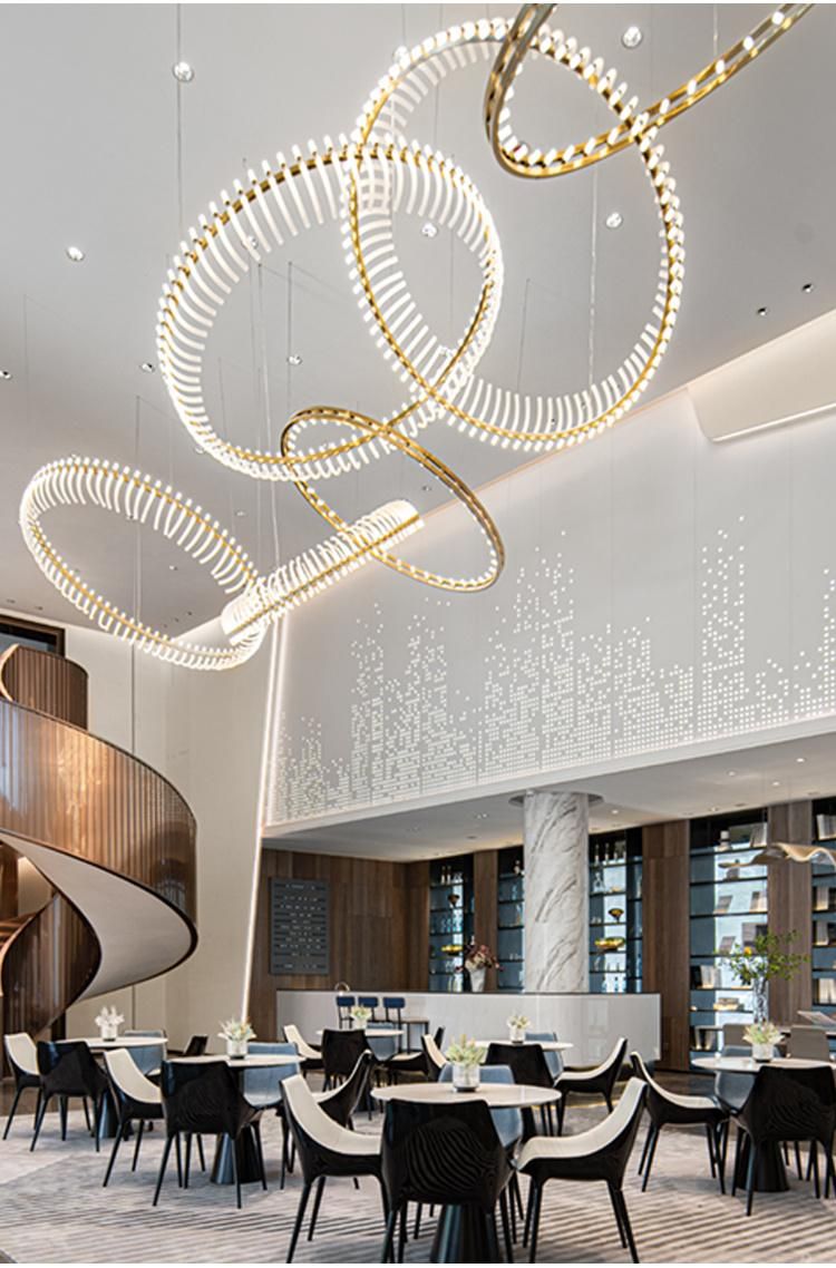 New Design Decorative Commercial Center Hotel Staircase Custom LED Chandelier Lamp