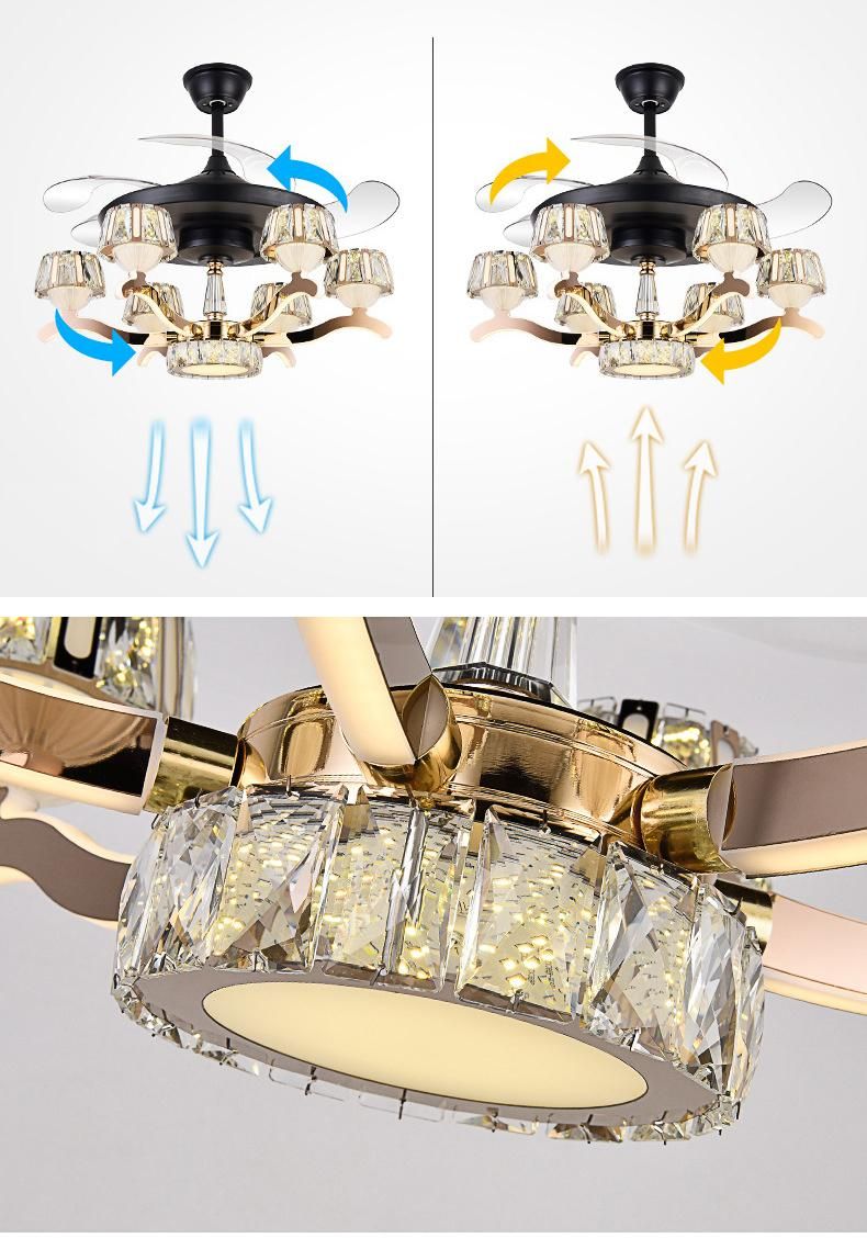 High Quality Copper Glass Ceiling Fan Light Modern Decorative Fan Light Smart with Light Home