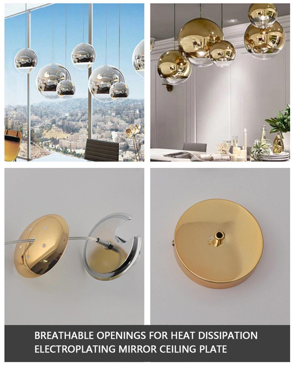 Modern Pendant Lights Silver Mirror Ball Pendant Lamp Globe Glass LED Lamp Living Room Bedroom Home Kitchen Hanging Lamps