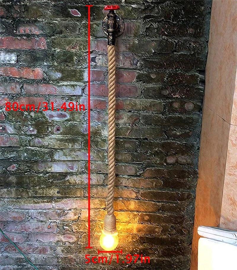 Retro Industrial Wind Hemp Rope Wall Lamp Personality Iron Rust Water Pipe Wall Lamp (WH-VR-01)