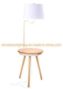 Wood MDF Floor Lamp with Wood Table Top (included 2USB) (WHF-5318)