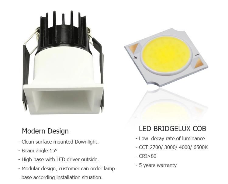 OEM & ODM Supply Hight Quality 6.2W LED Recessed Adjustable Dimmable COB LED Spotlight for Kitchen Living Room Commercial LED Downlight