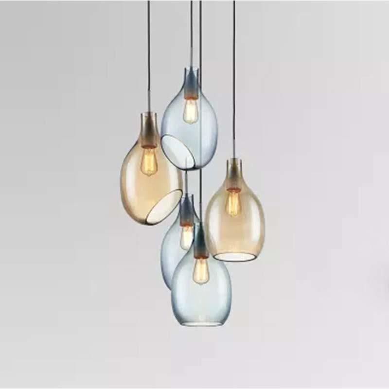 Blue Clear Water Drop Glass Home Light Pendant Lamp