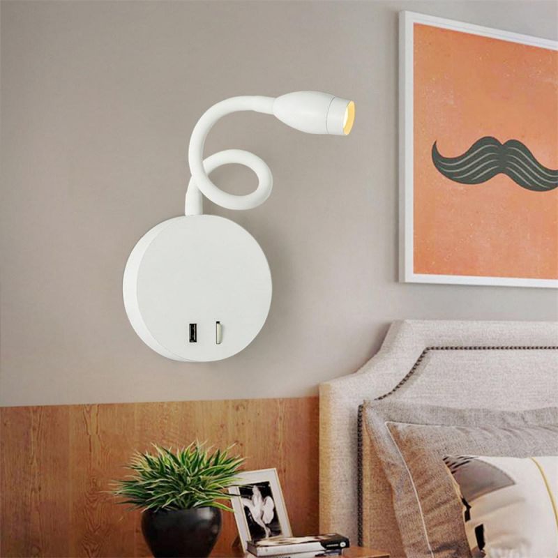 LED Reading Lamp Study Room Bedside Reading Wall Lamps 5V 2A USB Port LED Wall Mounted Table Reading Lights