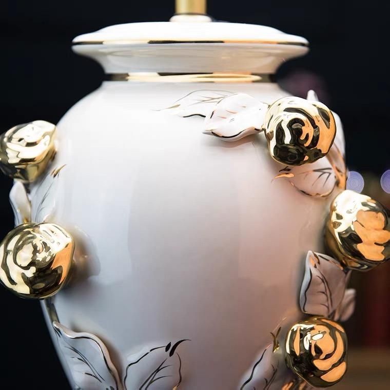 Large Light Luxury American Table Lamp Ceramic Decoration Art Designer European Retro All Copper Living Room Porch Townhouse