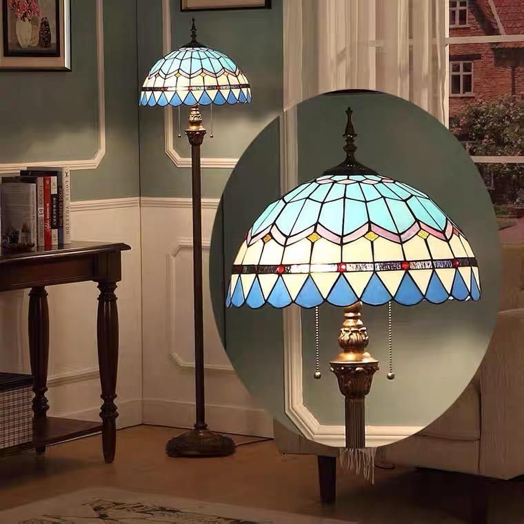 Blue Mediterranean Simple Modern Living Room Lamp Fashion Creative Warm Color Art Study Bedroom Floor Lamp