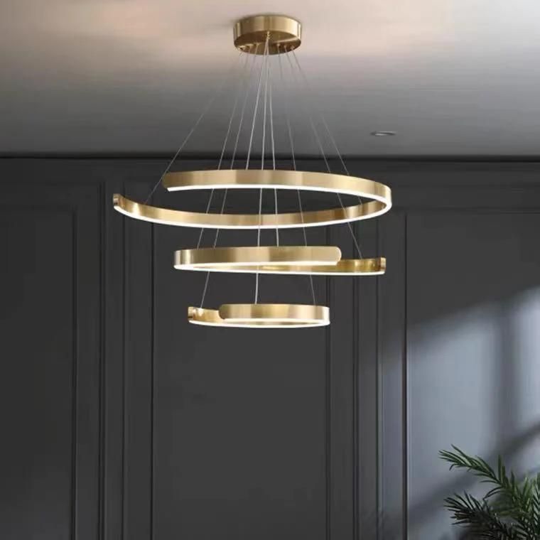 Modern Brass LED Round Pendant Lamp Chandelier