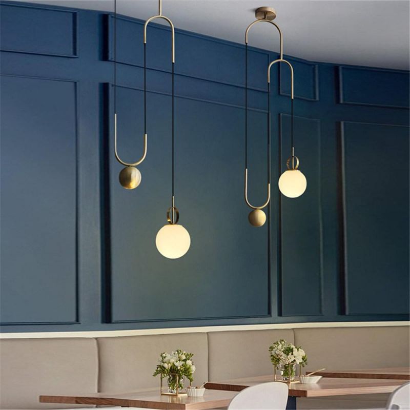 Modern Glass Ball LED Pendant Lamp Living Room Restaurant Bar Hotel Villa Adjustable Hanglamp Pendant Lights
