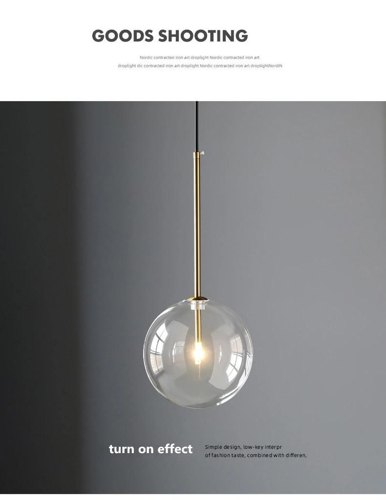 Post-Modern Clear Glass Pendant Lights Dimmable G4 Dining Room LED Suspend Lamp Gold/Chrome LED Pendant Light (WH-AP-196)