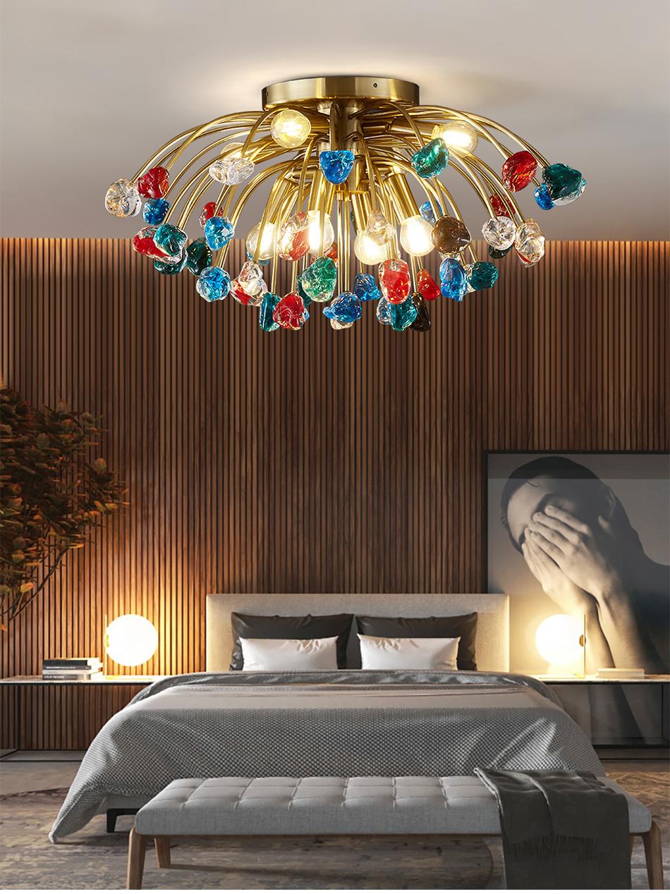Modern Colorful Crystal Ceiling Chandeliers for Bedroom Living Room LED Round Ceiling Lamp (WH-CA-51)