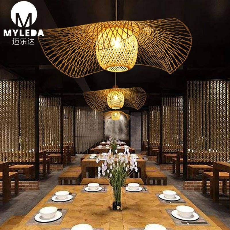 Chinese Style Metal Bamboo Cage Iron Pendant Lamp
