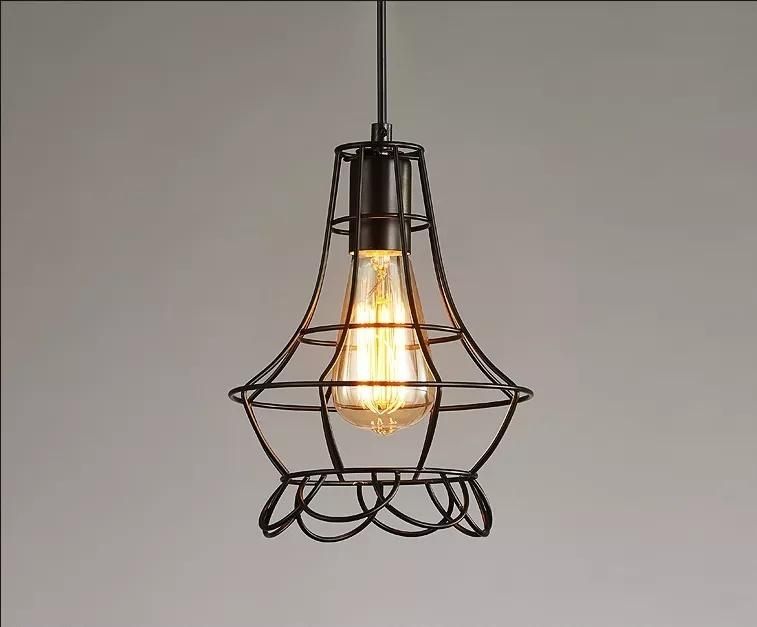 Loft Vintage Industrial Retro Pendant Lamp Edison Light E27 Holder Iron Restaurant Bar Counter Attic Bookstore Cage Lamp