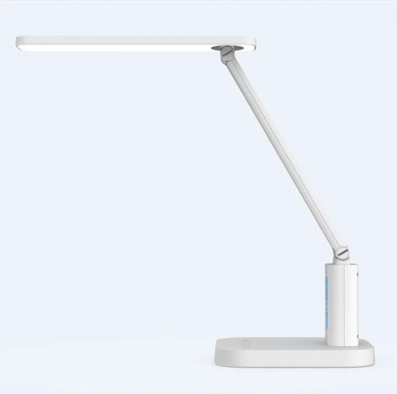 5 Level Dimmer White Nature Warm Light Desk Lamp with Clock
