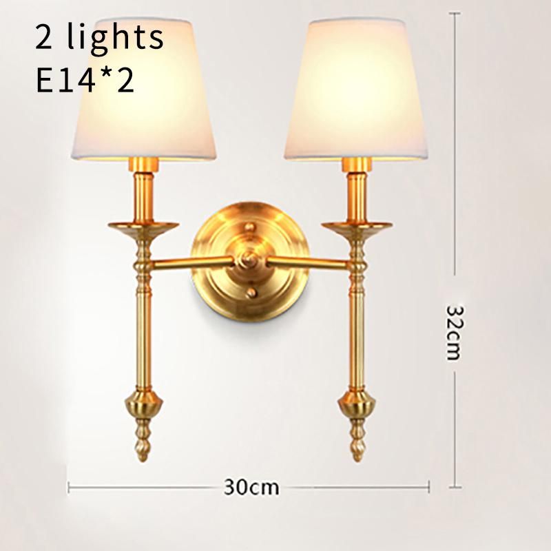 Noble Copper Wall Lights with Fabric Shade for Bedroom Hallway Gold Luxury Brass Wall Sconce (WH-OR-82)