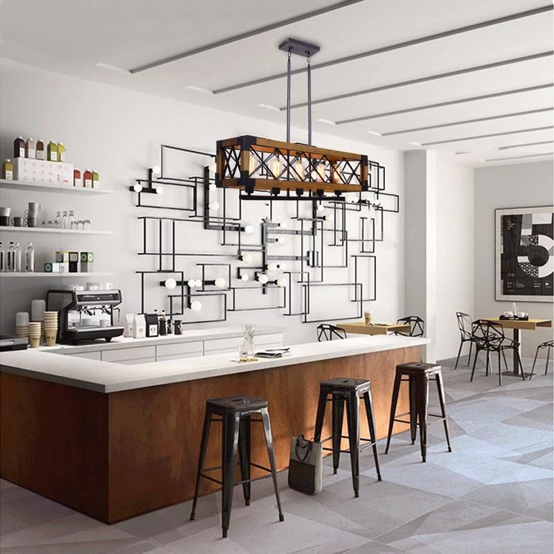 Retro LED Pendant Light American Nordic Loft Wood Pendant Light Indoor Industrial Decor Lamp (WH-VP-82)