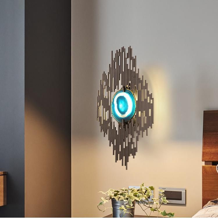Postmodern Light Luxury Natural Agate Wall Lamp Nordic Creative Art Designer Model Room Bedroom Living Room Wall Lamp