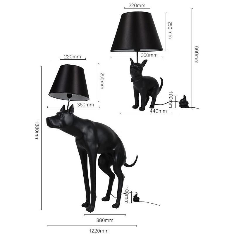 Simple Art Resin Cloth Cover Big Dog LED Living Room Hotel Club Animal Small Black Dog Table Lamp for Living Room Floor Lamp