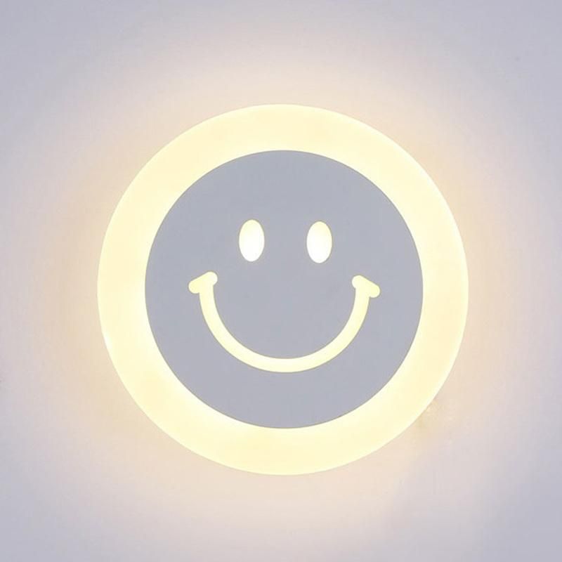 Wholesale Pop Acrylic Smile Face LED Wall Lamp for Wall Decoration