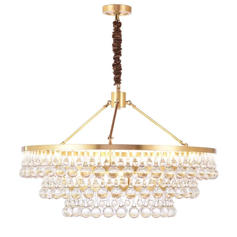 Drop Crystal Pendant Lights Gold Chandelier for Indoor Home Living Room Lighting (WH-AP-105)