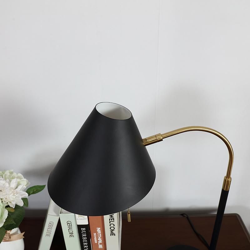 LED Light Black Metal Table Lamp with Adjustable Head, Desk Lamp with USB Charging Port