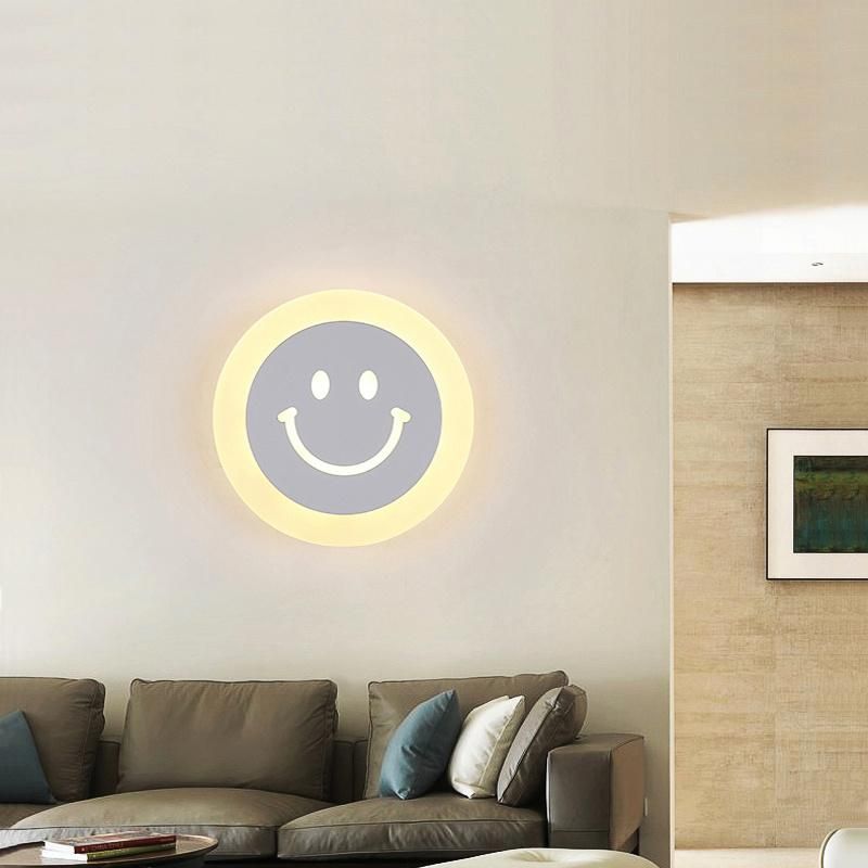 Wholesale Pop Acrylic Smile Face LED Wall Lamp for Wall Decoration