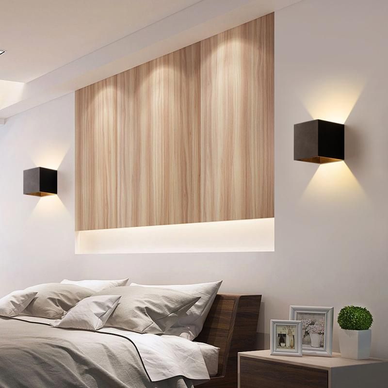 Black Cube Design Concise Style Wall Lamp Bedside Lamp Nightsand Lamp