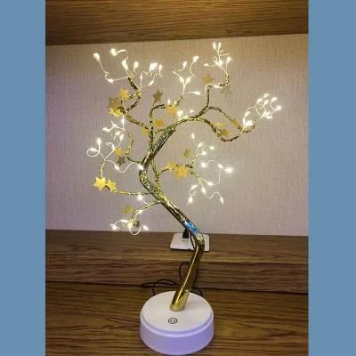 Golden Light Stars Decorated Tree Lights Christmas Gift for Gc-Lt-0051