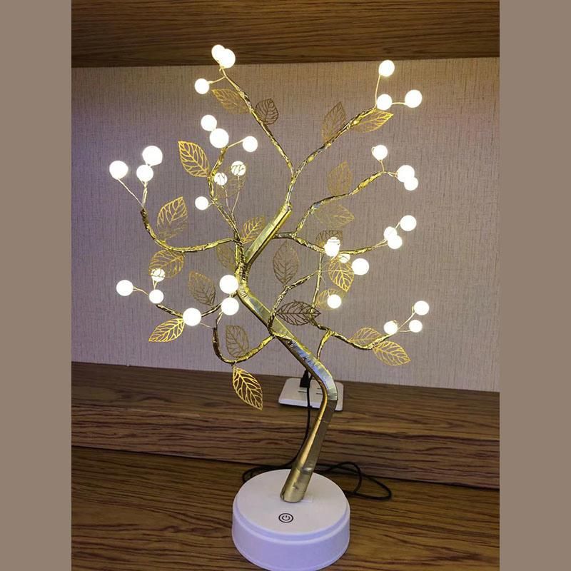 Pearl Leaves Warm Light Tree Lights Christmas Gift for Gc-Lt-0053