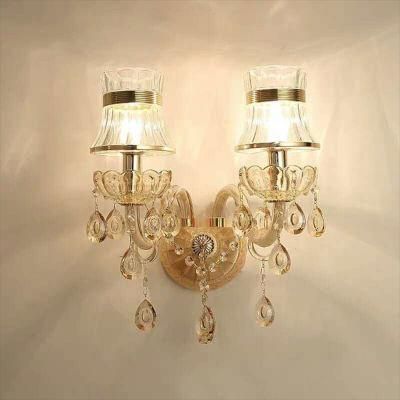Two Light Cognac Bedroom Study Hotel Glass Shade Wall Sconce Light