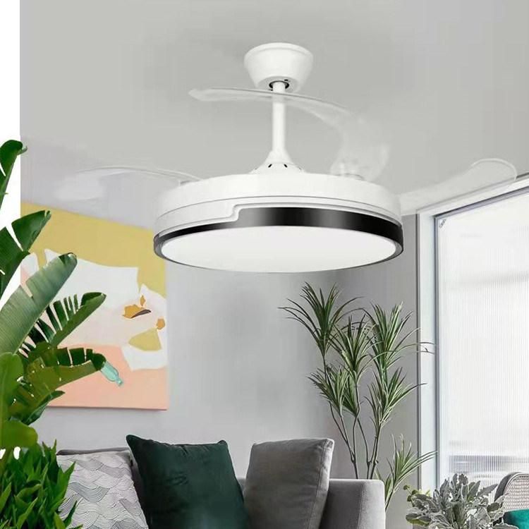 Retractable Indoor Ceiling Fan with LED Light and Remote Control for Living Room Dining Room Bedroom