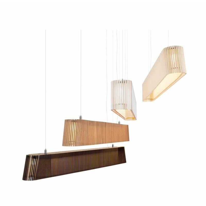 Wooden Cuboid Design Modern Chandelier Mall Hotel Lobby Pendant Lamp