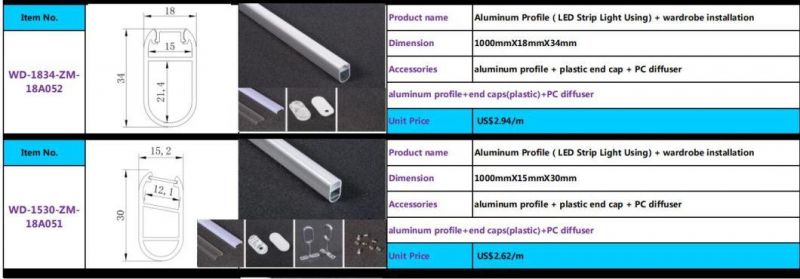 Anodized Cleaning Alu/Aluminium Profile for Wardrobe Aluminum