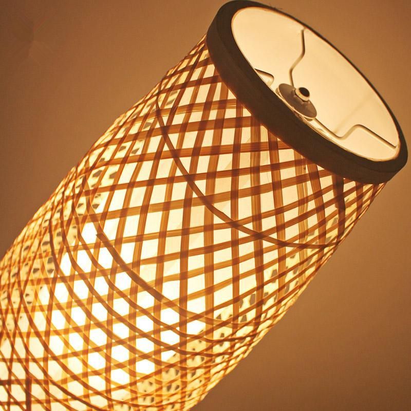 Bamboo Wicker Rattan Shade Vase Floor Lamp Fixture Rustic Asian Japanese Stand Light (WH-WFL-05)