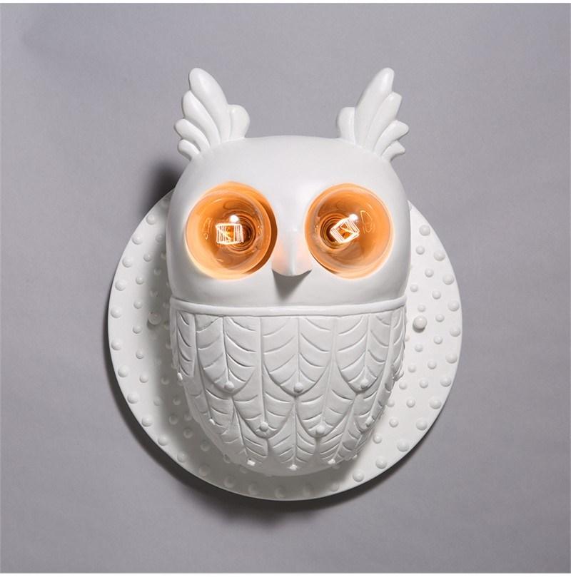 Creative Resin Birds Wall Lamps Bedroom Bedside Lamps White Ceramic Owl Wall Light (WH-VR-67)
