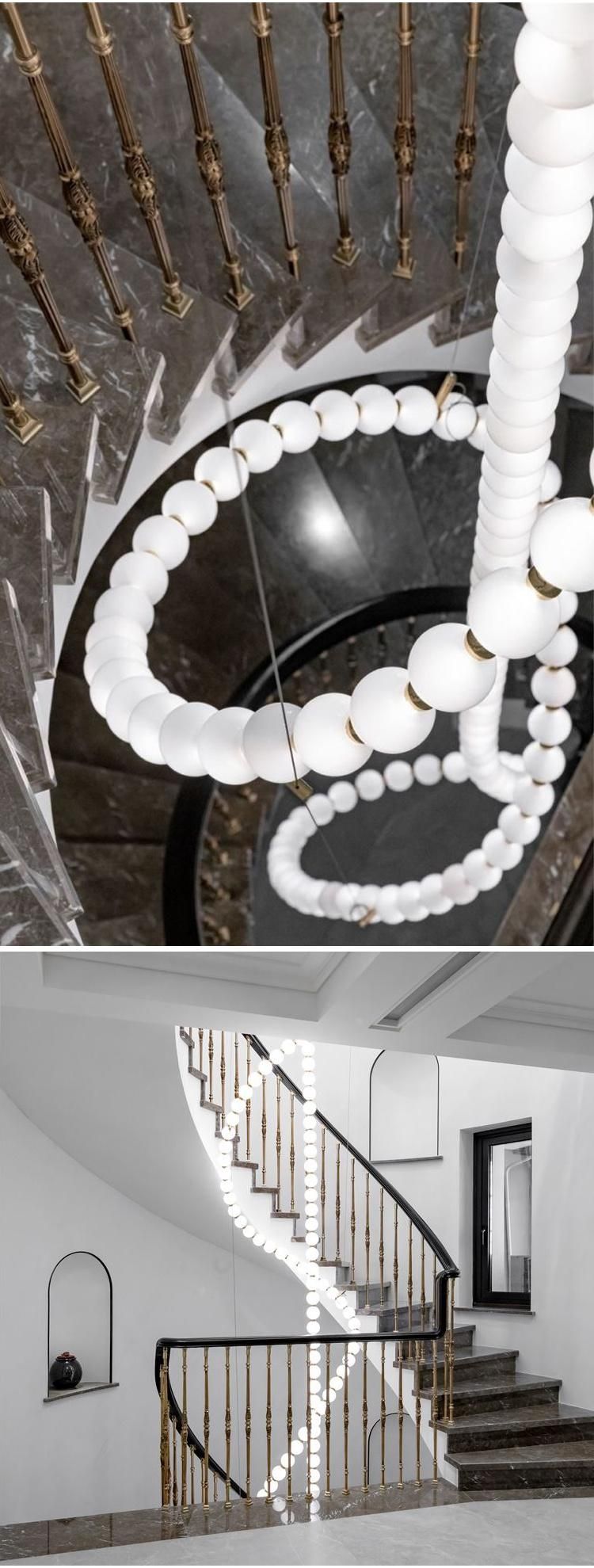 Modern Style Decoration Hotel Lobby Banquet Custom Project Golden Ball LED Chandelier Light
