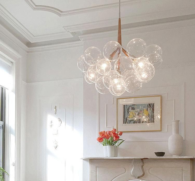 Tpstar Lighting Nordic Transparent Glass Ball Chandelier Living Room Bedroom Bedside Lamp Dining Room Lamp Chandelier